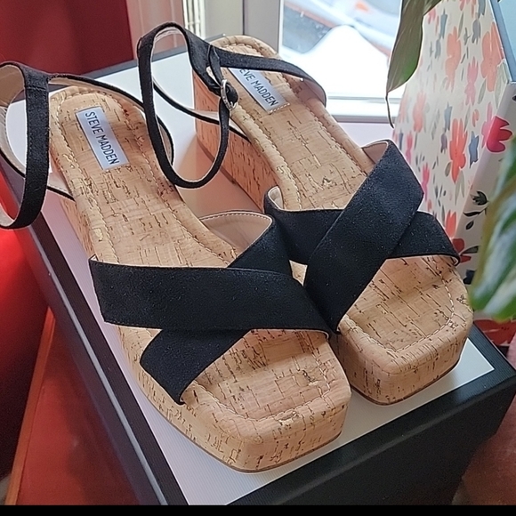 😎Steve Madden | Mule Wedge Sandals | Size 9.5 - Picture 1 of 10